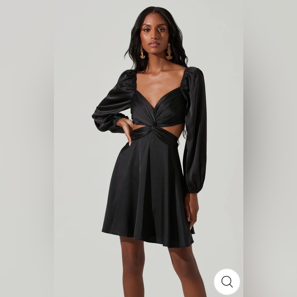ASTR The Label Anamaria Long Sleeve Cut Out Black Mini Dress